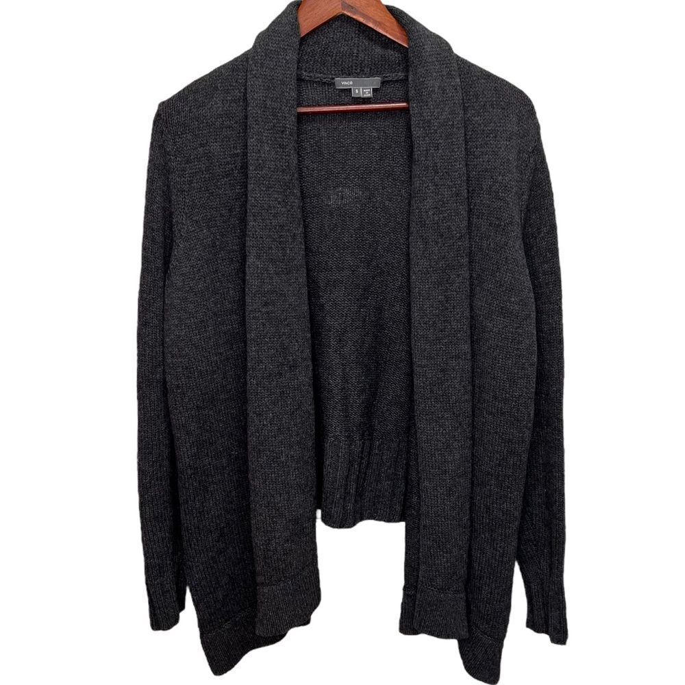 Vince Wool Cashmere Alpaca Yak Grey Draped Cardigan Size Small